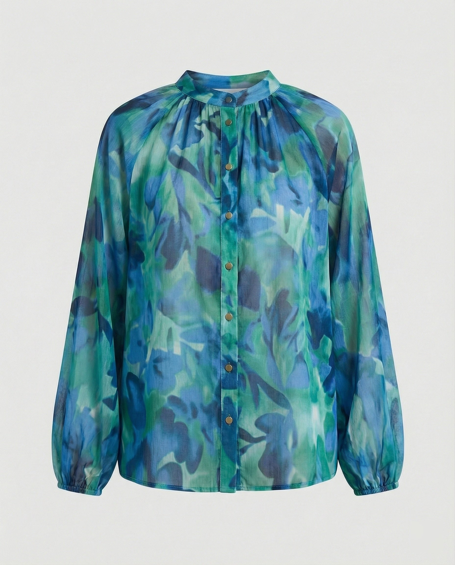 Women's Chiffon Blouse Top Elegant-https://detail.1688.com/offer/992976960193.html-Calm Wears-Blue-S-Calm Wears