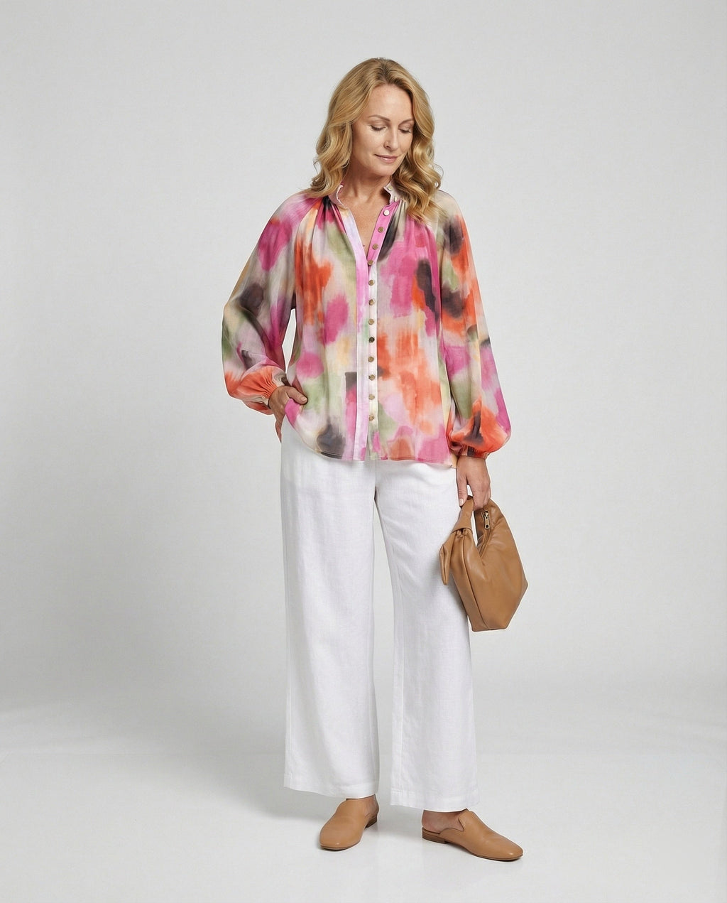 Women's Chiffon Blouse Top Elegant-https://detail.1688.com/offer/992976960193.html-Calm Wears-Rosa-S-Calm Wears