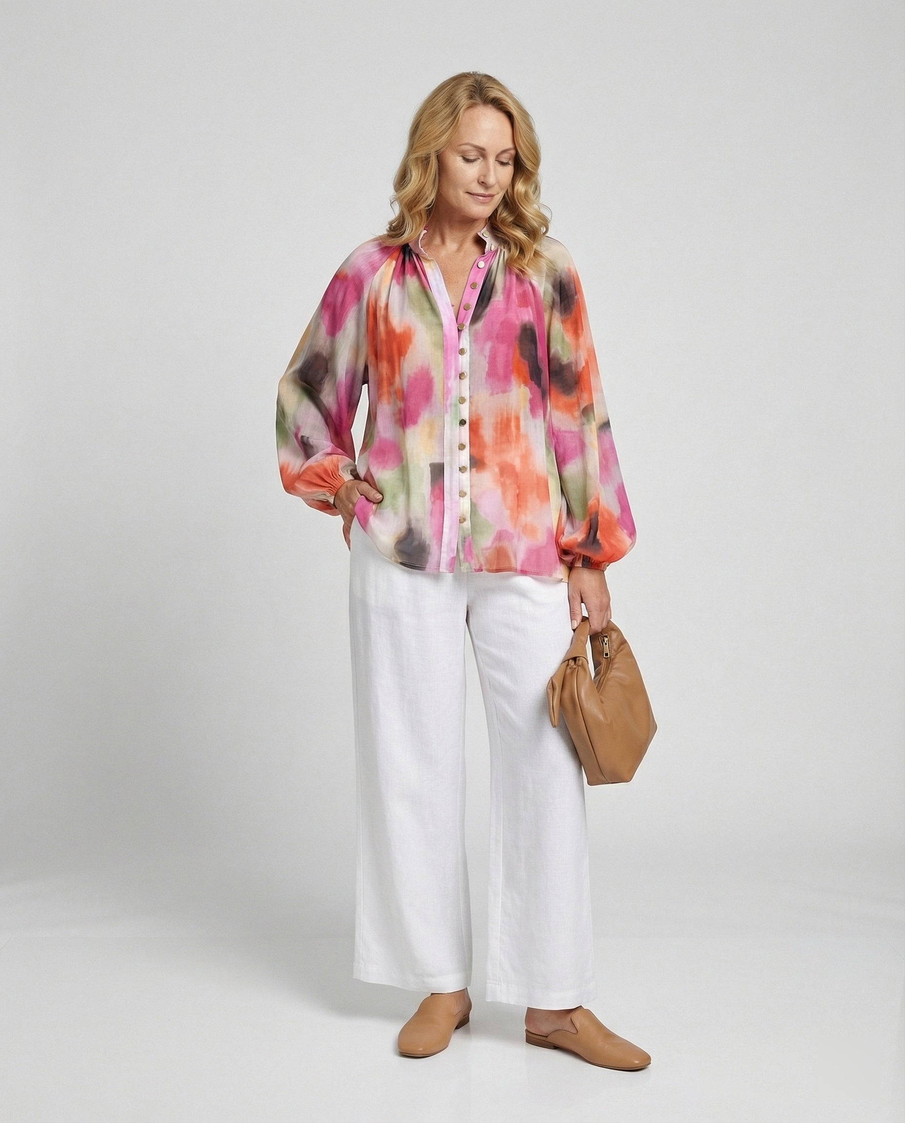 Women's Chiffon Blouse Top Elegant-https://detail.1688.com/offer/992976960193.html-Calm Wears-Rosa-S-Calm Wears