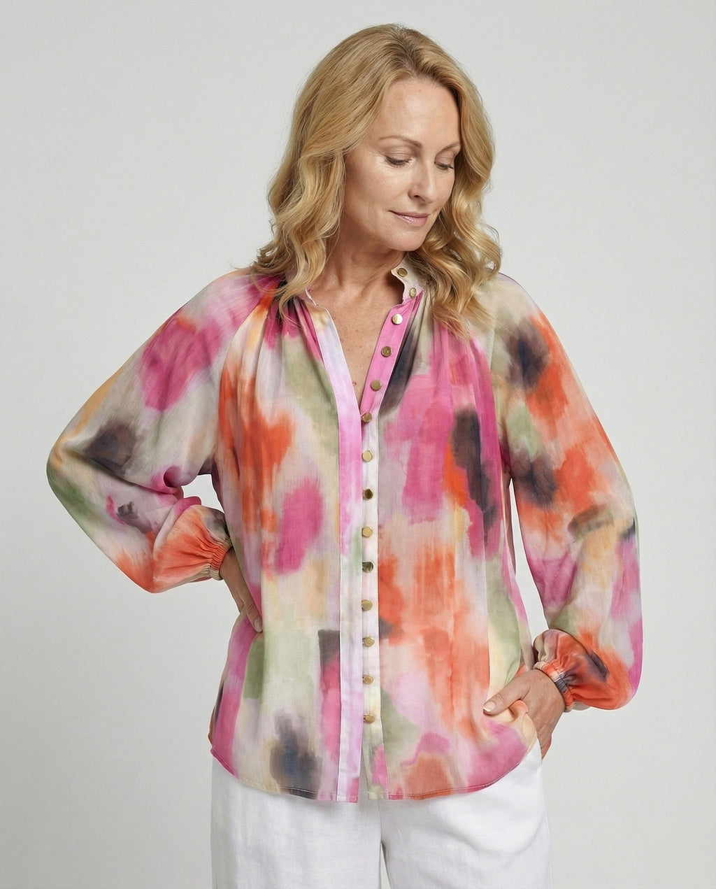 Women's Chiffon Blouse Top Elegant-https://detail.1688.com/offer/992976960193.html-Calm Wears-Rosa-S-Calm Wears