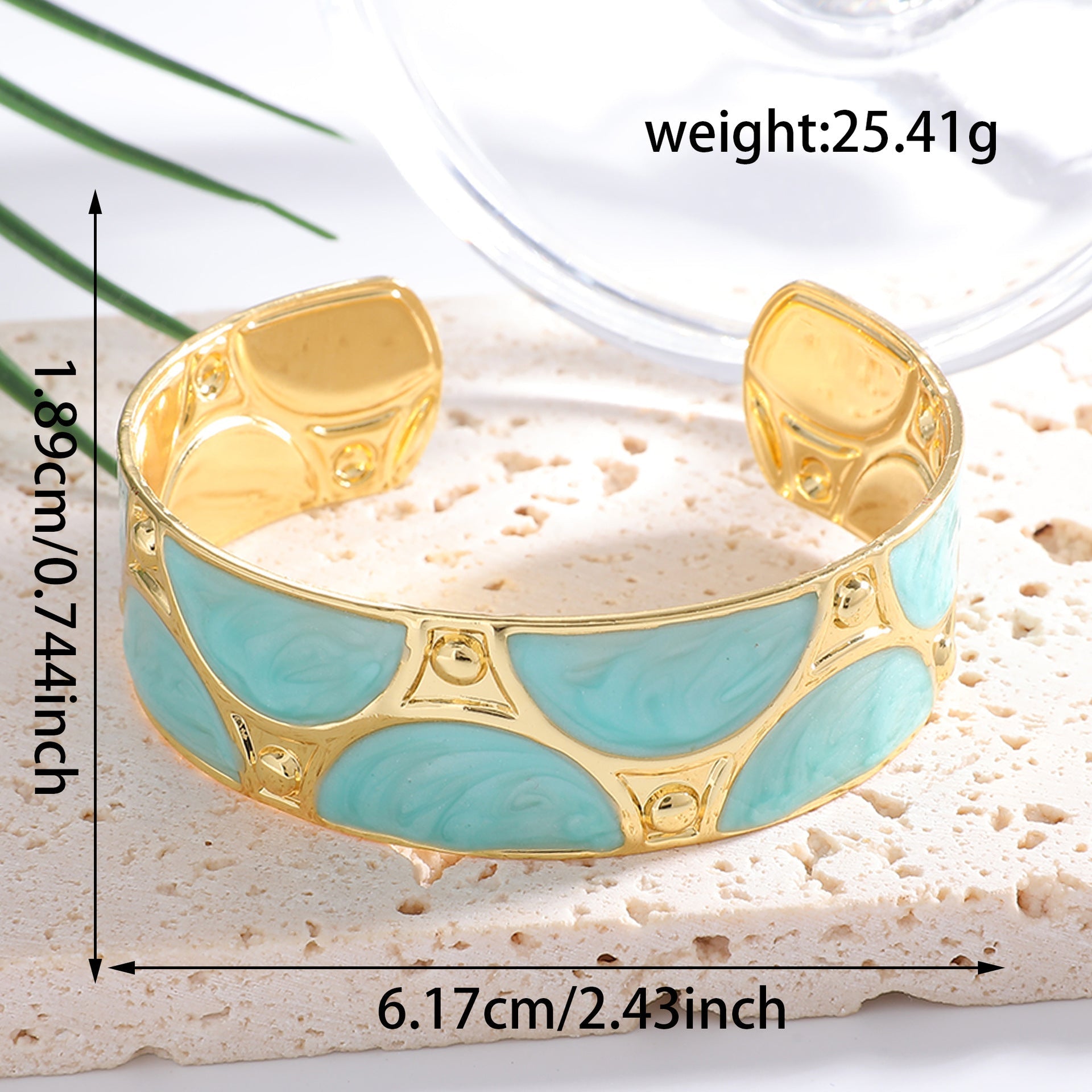 Women's cuff bracelet with artistic design Calm Wears-https://detail.1688.com/offer/1056647631822.html-Calm Wears-Light blue-Calm Wears