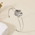 Women's cuff bracelet with artistic leaf motif Calm Wears-https://detail.1688.com/offer/898942880722.html-Calm Wears-Silver-Calm Wears