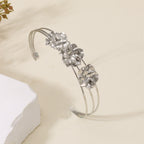 Women's cuff bracelet with artistic leaf motif Calm Wears-https://detail.1688.com/offer/898942880722.html-Calm Wears-Silver-Calm Wears