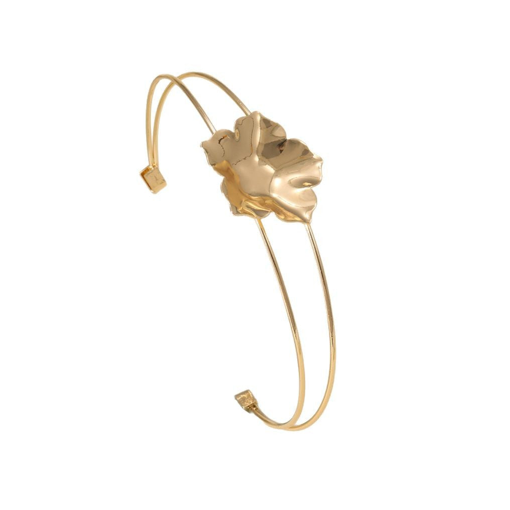Women's cuff bracelet with artistic leaf motif Calm Wears-https://detail.1688.com/offer/898942880722.html-Calm Wears-Silver-Calm Wears