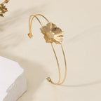 Women's cuff bracelet with artistic leaf motif Calm Wears-https://detail.1688.com/offer/898942880722.html-Calm Wears-Silver-Calm Wears
