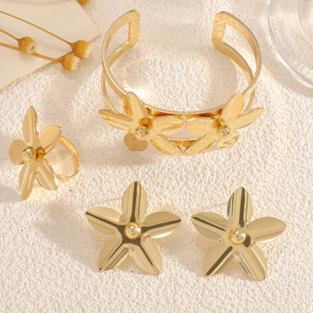 Women's cuff bracelet with floral design Calm Wears-https://detail.1688.com/offer/1040163889151.html-Calm Wears-Gold-Calm Wears