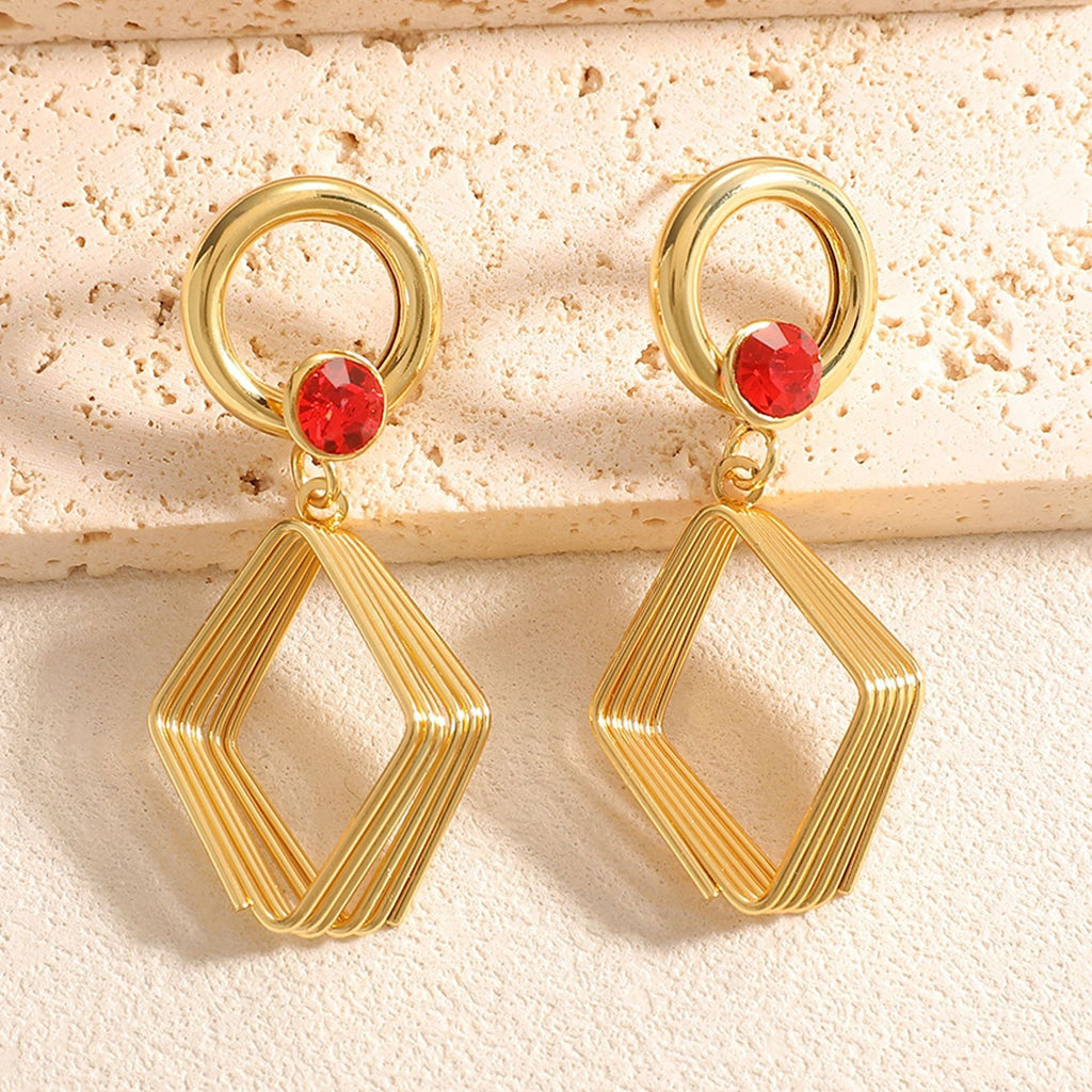 Women's Design Earrings with Geometric Wire Motif Calm Wears-https://detail.1688.com/offer/1051549275848.html-Calm Wears-Black-Calm Wears