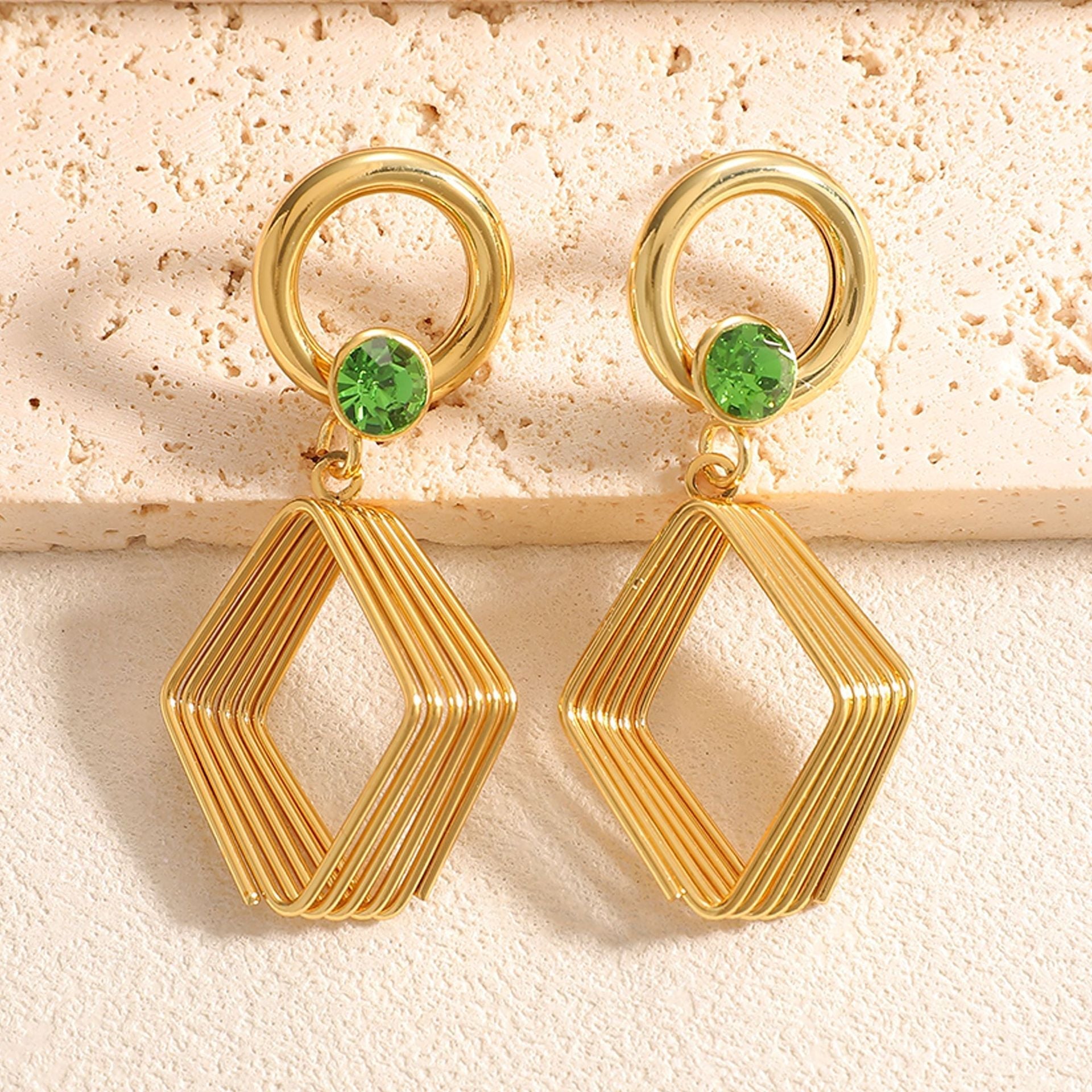 Women's Design Earrings with Geometric Wire Motif Calm Wears-https://detail.1688.com/offer/1051549275848.html-Calm Wears-Black-Calm Wears