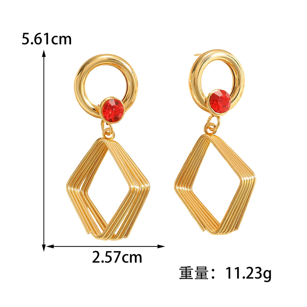 Women's Design Earrings with Geometric Wire Motif Calm Wears-https://detail.1688.com/offer/1051549275848.html-Calm Wears-Black-Calm Wears