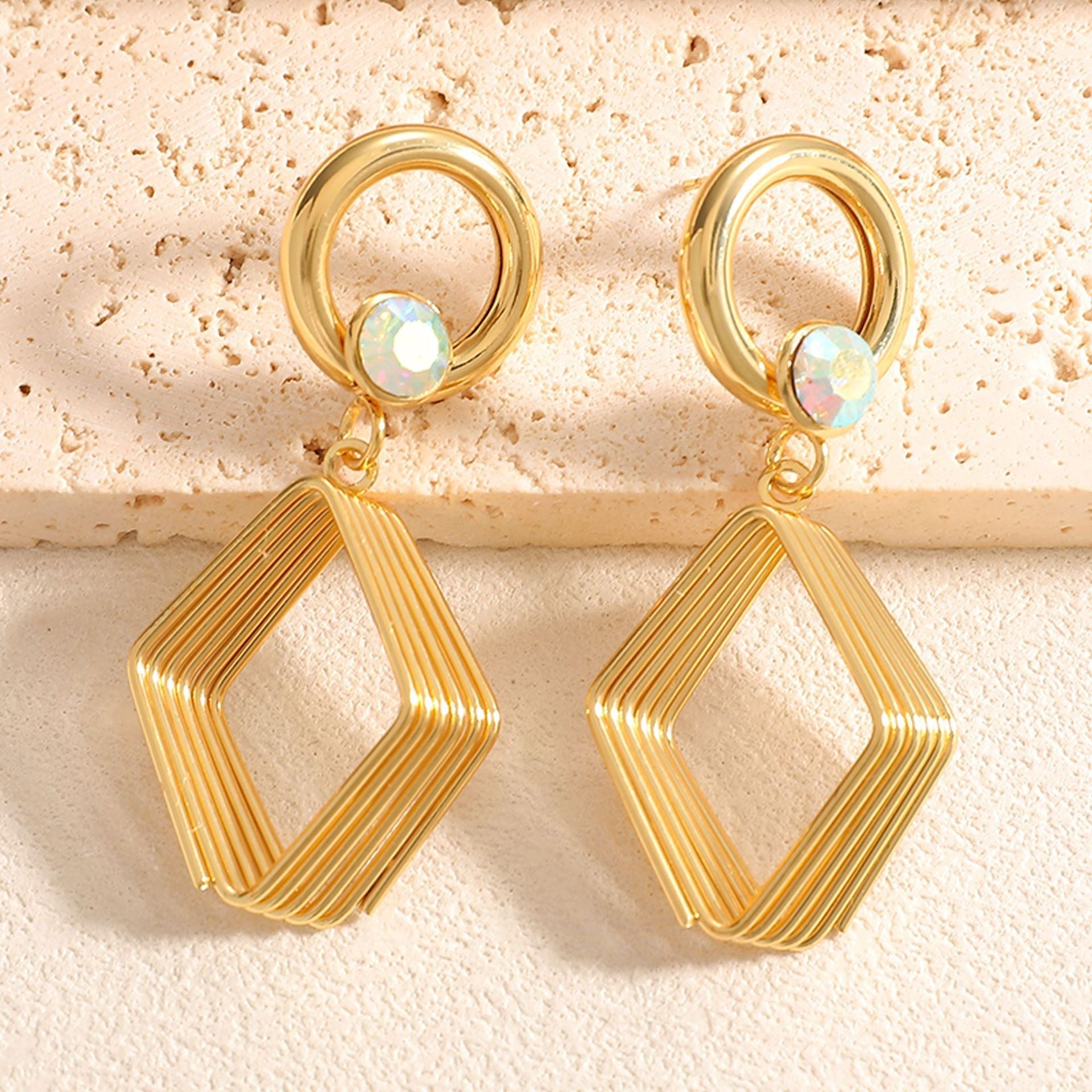Women's Design Earrings with Geometric Wire Motif Calm Wears-https://detail.1688.com/offer/1051549275848.html-Calm Wears-Color-Calm Wears