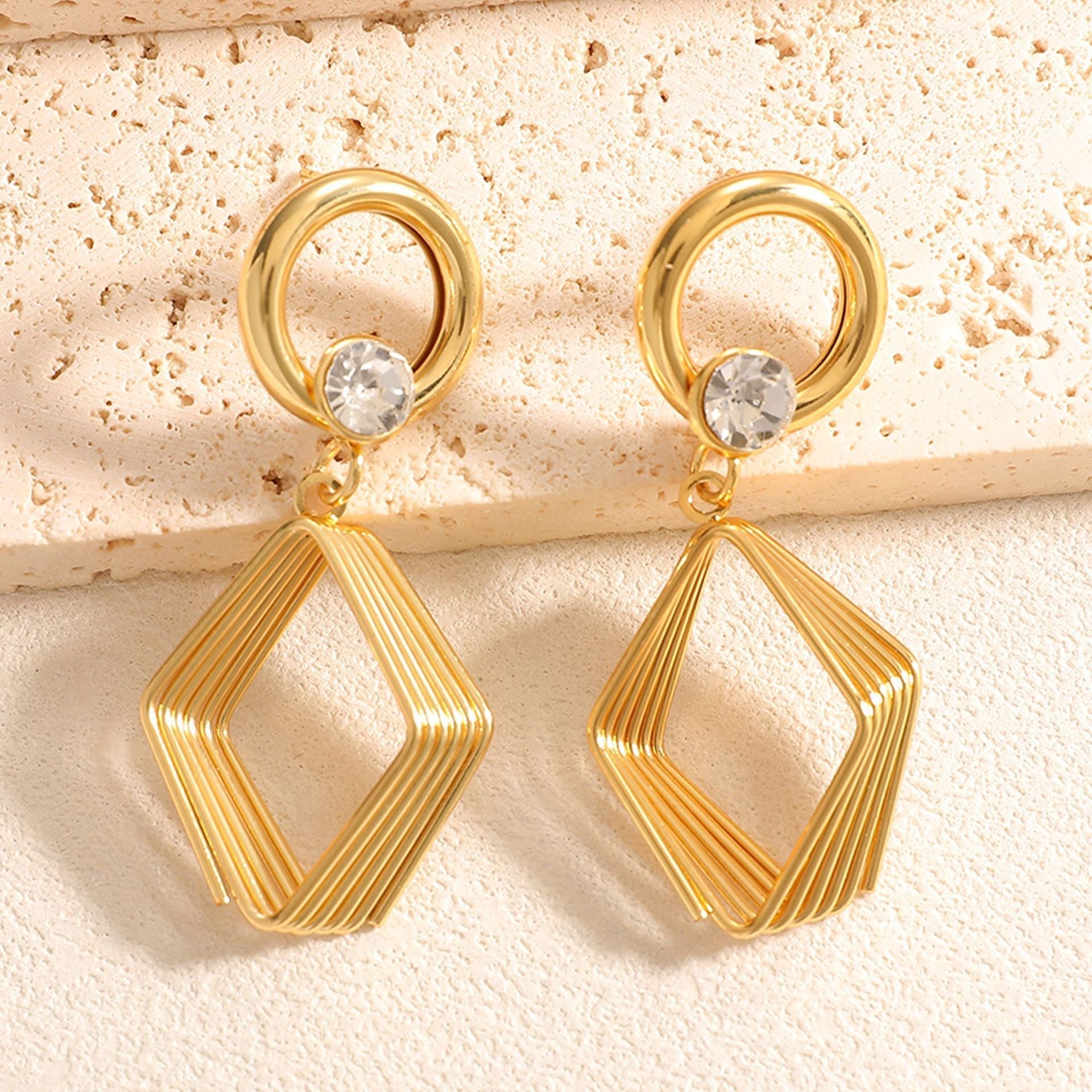 Women's Design Earrings with Geometric Wire Motif Calm Wears-https://detail.1688.com/offer/1051549275848.html-Calm Wears-Transparent-Calm Wears