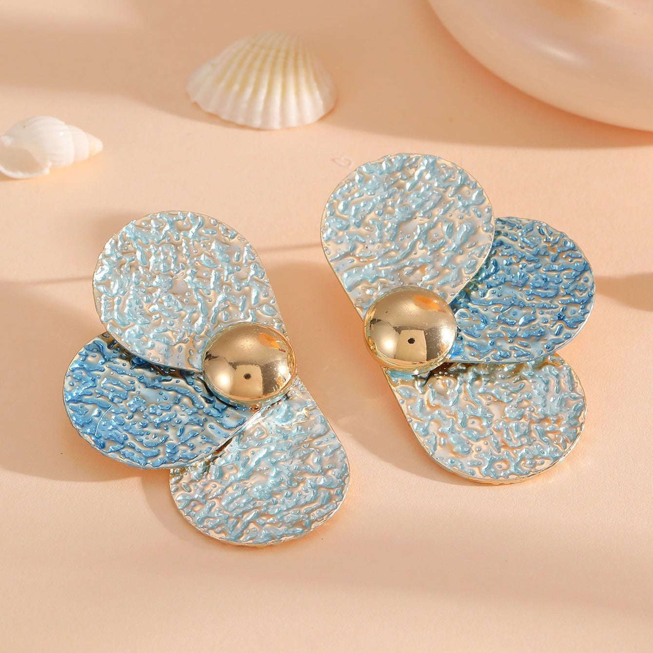 Women's ear clips in elaborate floral pattern Calm Wears-https://detail.1688.com/offer/956205214001.html-Calm Wears-Light blue-Calm Wears