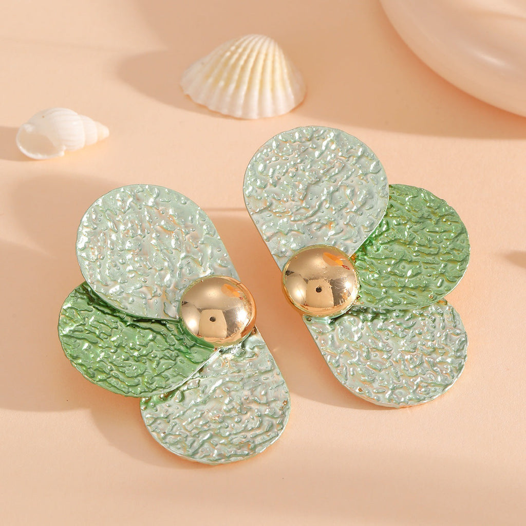 Women's ear clips in elaborate floral pattern Calm Wears-https://detail.1688.com/offer/956205214001.html-Calm Wears-Light blue-Calm Wears