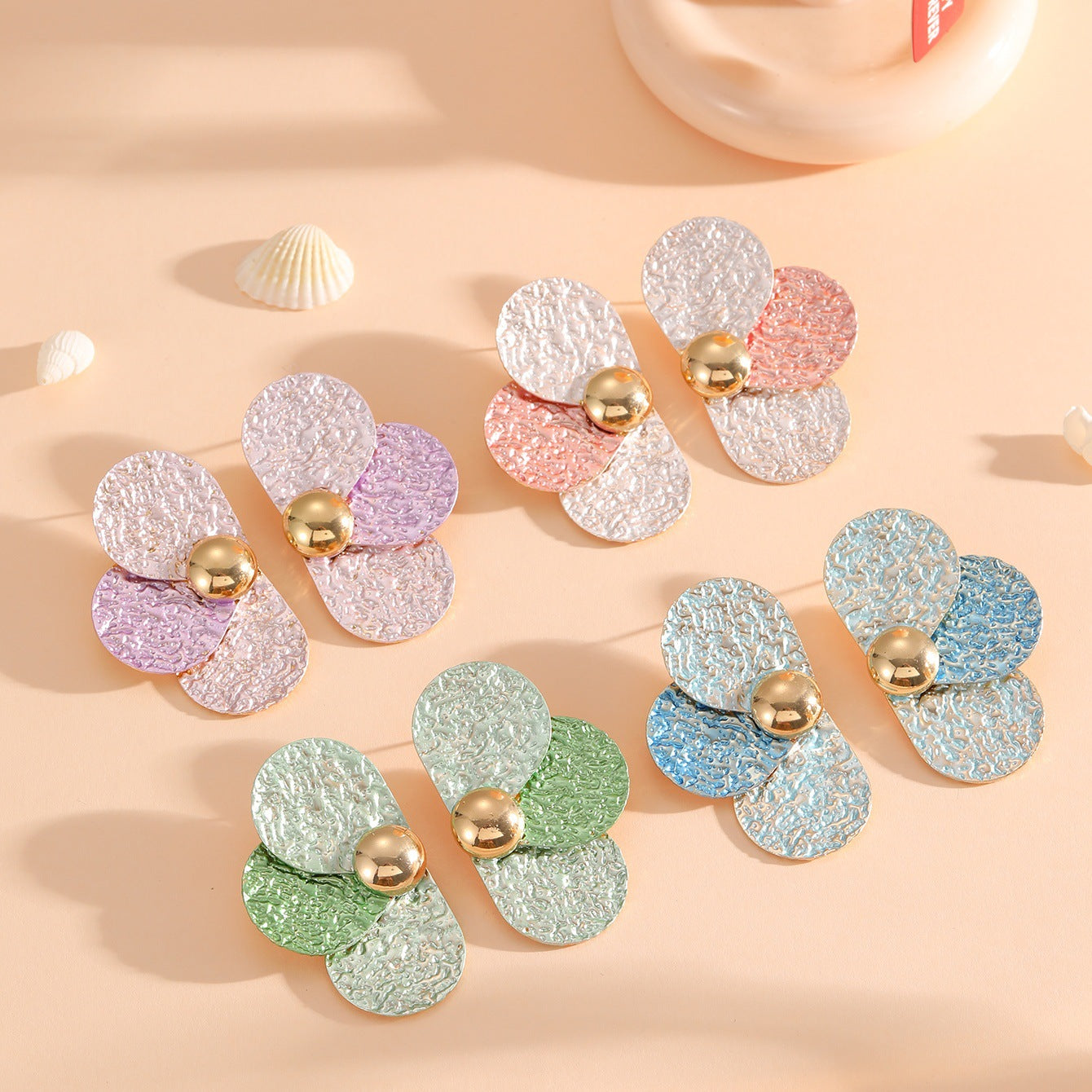 Women's ear clips in elaborate floral pattern Calm Wears-https://detail.1688.com/offer/956205214001.html-Calm Wears-Light blue-Calm Wears
