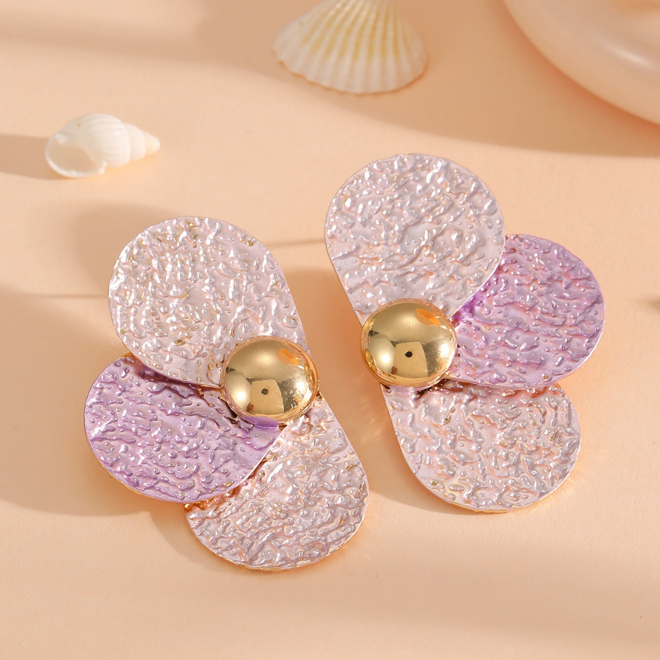 Women's ear clips in elaborate floral pattern Calm Wears-https://detail.1688.com/offer/956205214001.html-Calm Wears-Light Lilac-Calm Wears