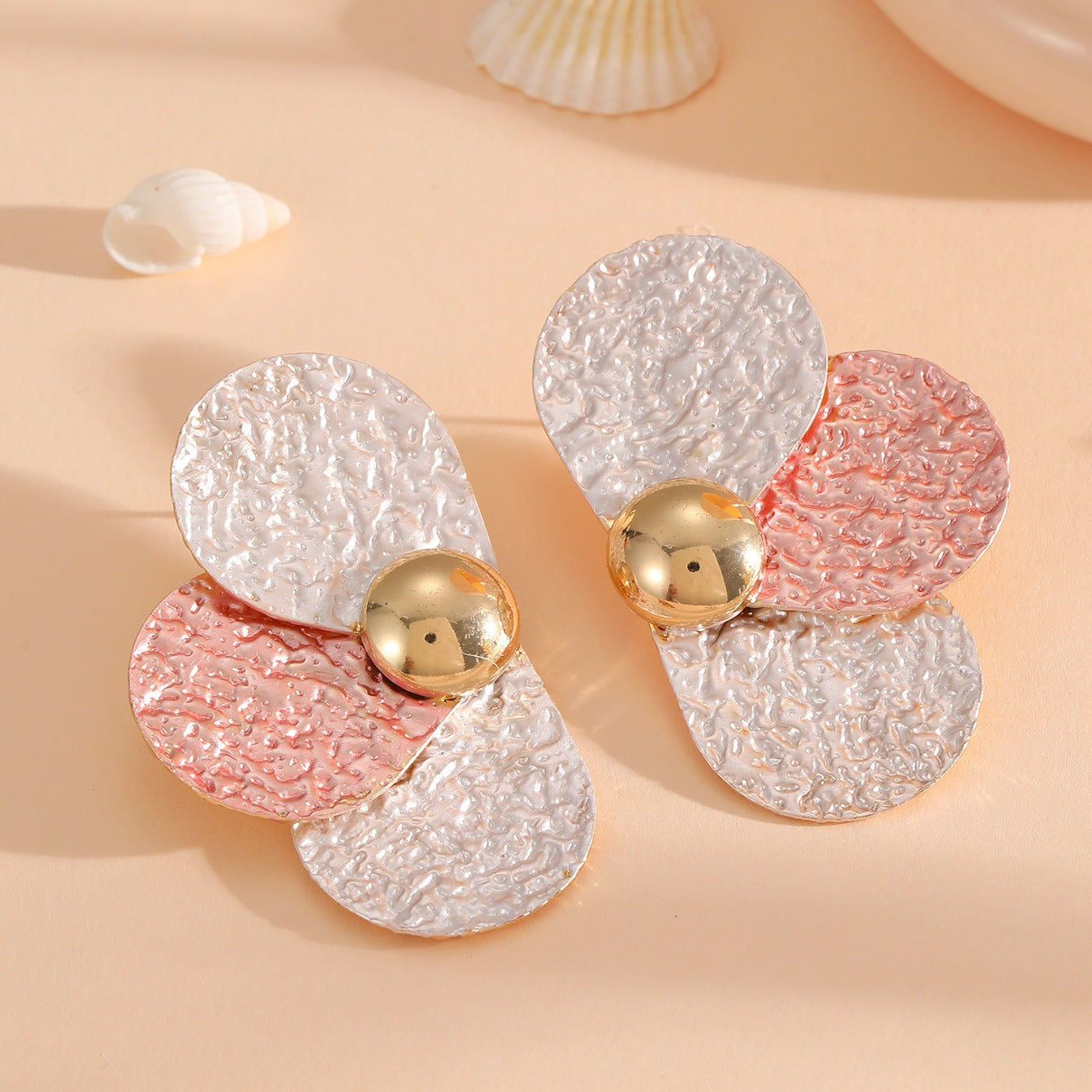 Women's ear clips in elaborate floral pattern Calm Wears-https://detail.1688.com/offer/956205214001.html-Calm Wears-Light pink-Calm Wears