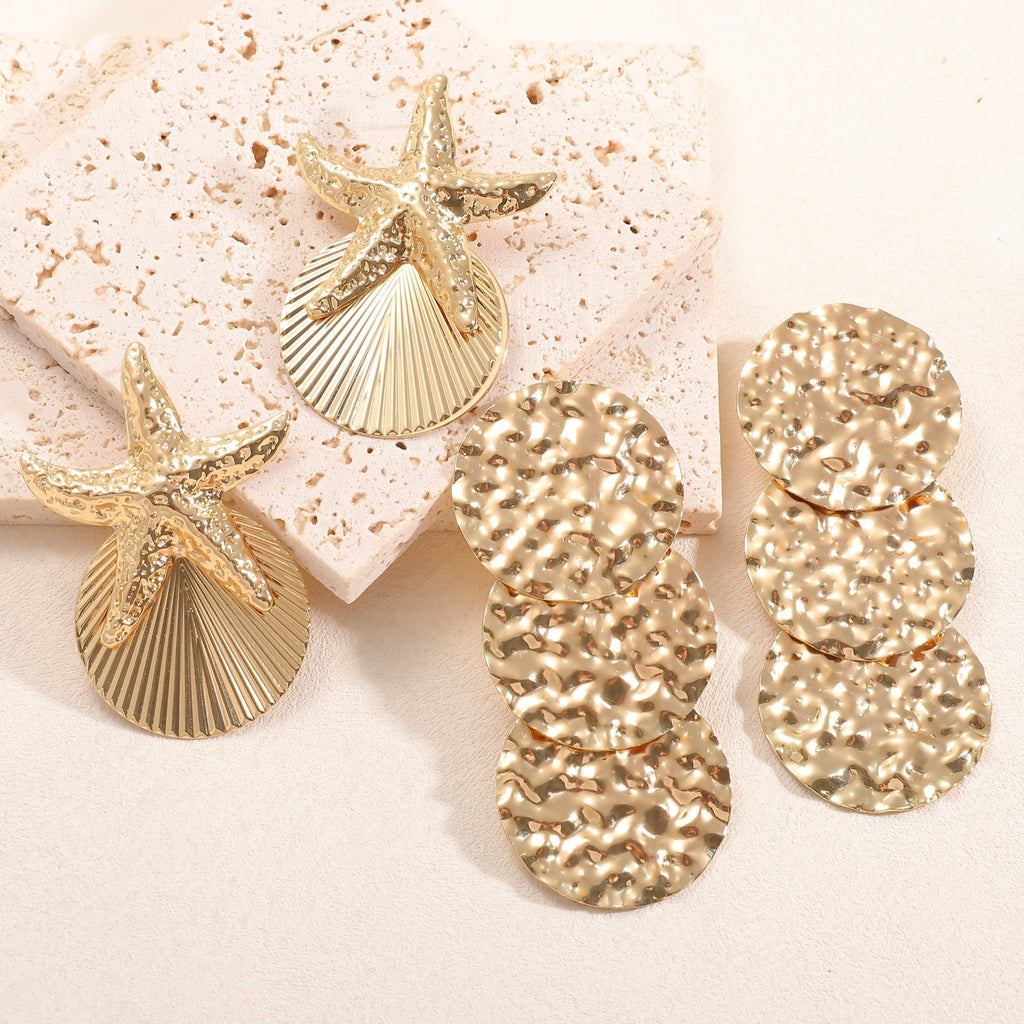Women's ear clips in luxurious shell and starfish design Calm Wears-https://detail.1688.com/offer/982158722475.html-Calm Wears-Unknown-Calm Wears