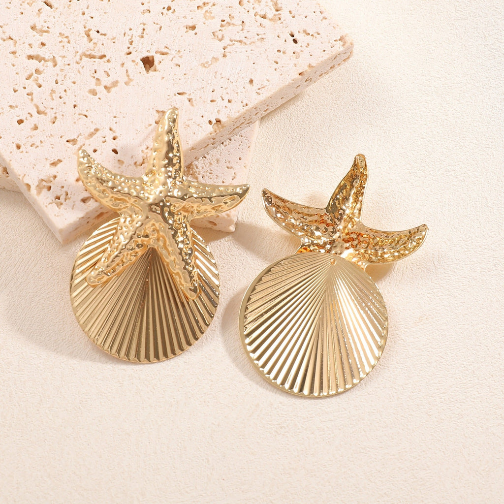 Women's ear clips in luxurious shell and starfish design Calm Wears-https://detail.1688.com/offer/982158722475.html-Calm Wears-Unknown-Calm Wears
