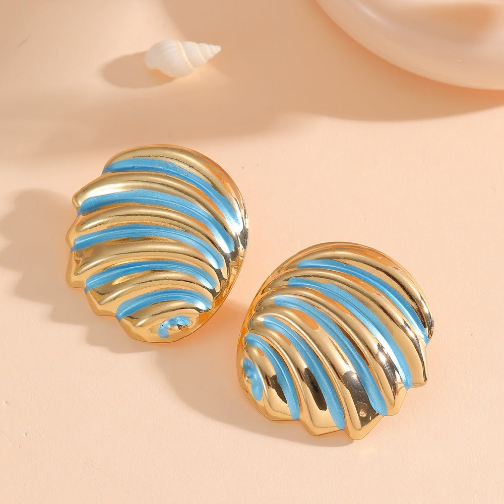 Women's ear clips in maritime shell design Calm Wears-https://detail.1688.com/offer/968792609943.html-Calm Wears-Style 3-Calm Wears