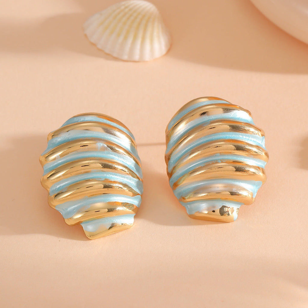 Women's ear clips in maritime shell design Calm Wears-https://detail.1688.com/offer/968792609943.html-Calm Wears-Style 3-Calm Wears