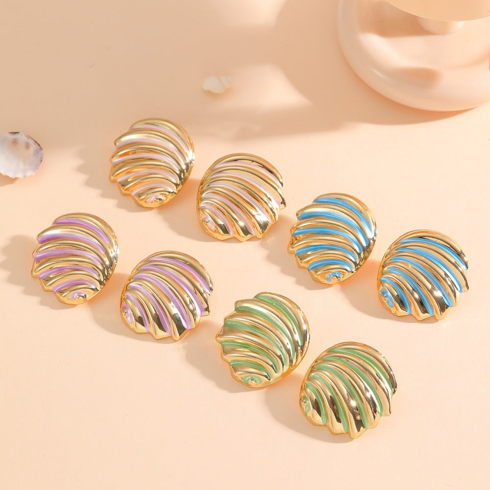 Women's ear clips in maritime shell design Calm Wears-https://detail.1688.com/offer/968792609943.html-Calm Wears-Style 3-Calm Wears