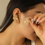 Women’s ear clips with elaborate flower design and pearl accent Calm Wears-https://detail.1688.com/offer/759858024623.html-Calm Wears-Gold-Calm Wears