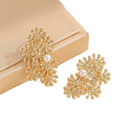 Women’s ear clips with elaborate flower design and pearl accent Calm Wears-https://detail.1688.com/offer/759858024623.html-Calm Wears-Gold-Calm Wears