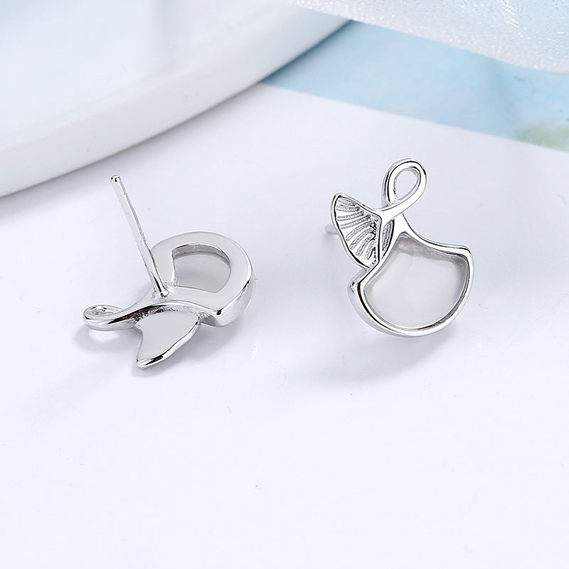 Women's earrings in elegant whale fin design Calm Wears-https://detail.1688.com/offer/673965633864.html-Calm Wears-Platinum-925-Calm Wears