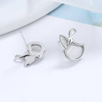 Women's earrings in elegant whale fin design Calm Wears-https://detail.1688.com/offer/673965633864.html-Calm Wears-Platinum-925-Calm Wears
