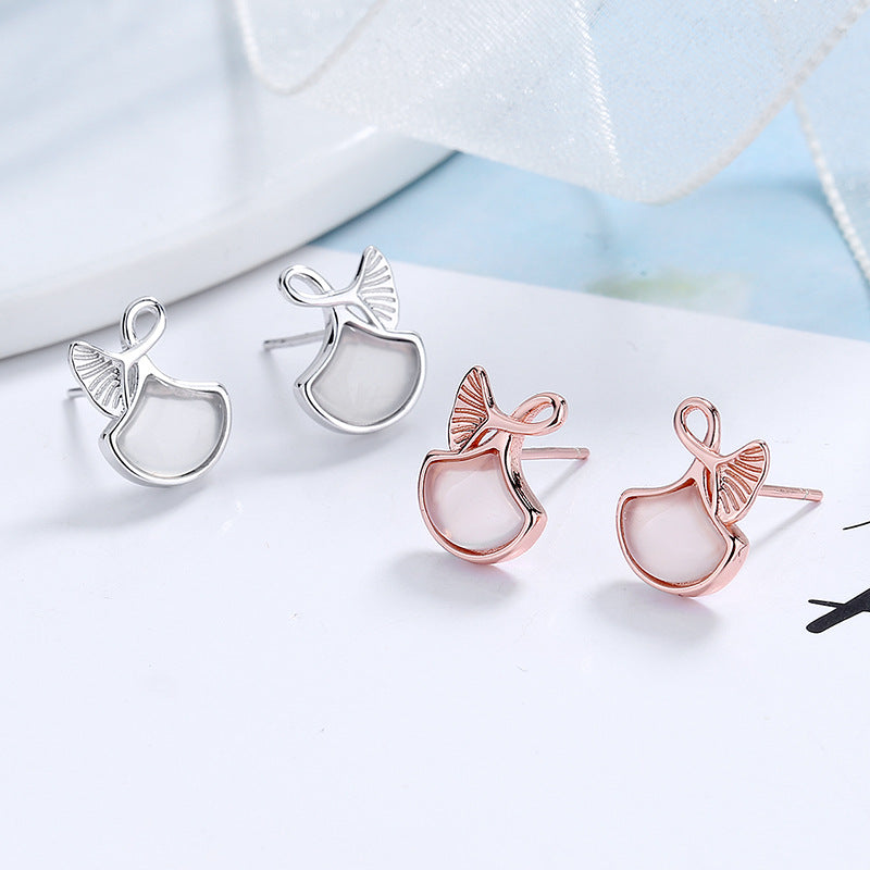 Women's earrings in elegant whale fin design Calm Wears-https://detail.1688.com/offer/673965633864.html-Calm Wears-Platinum-925-Calm Wears