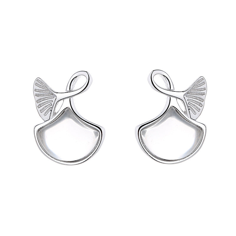 Women's earrings in elegant whale fin design Calm Wears-https://detail.1688.com/offer/673965633864.html-Calm Wears-Platinum-925-Calm Wears
