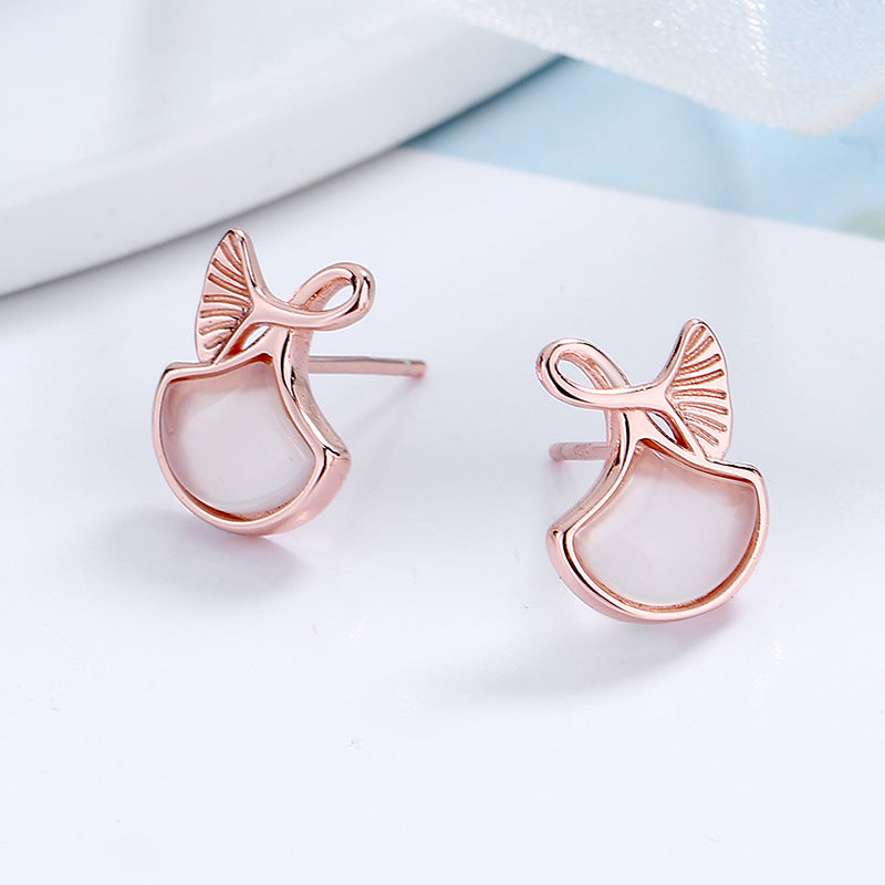 Women's earrings in elegant whale fin design Calm Wears-https://detail.1688.com/offer/673965633864.html-Calm Wears-Rose gold-925-Calm Wears