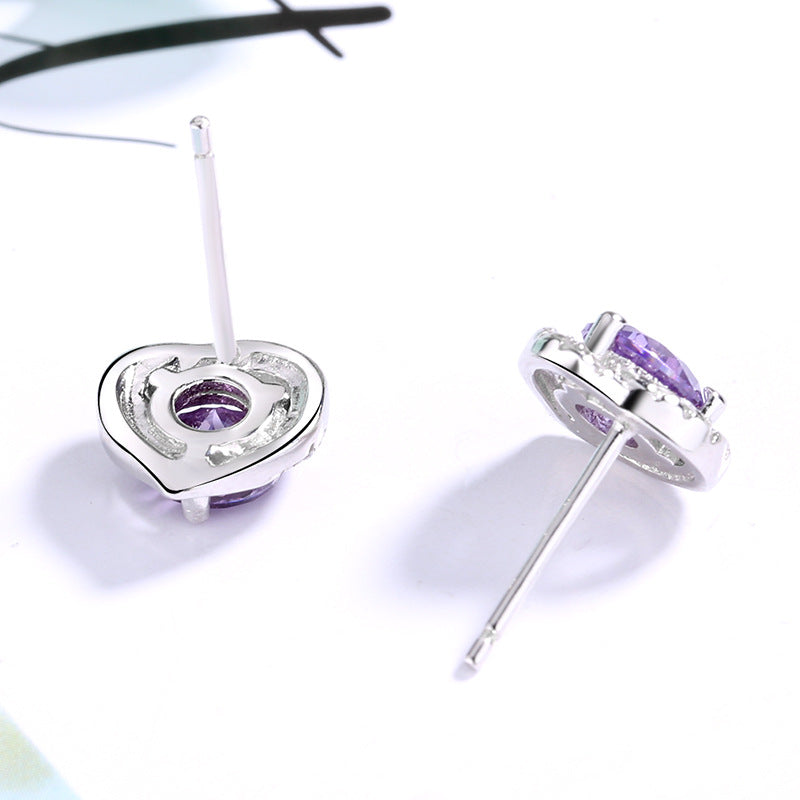 Women's earrings in heart-shaped design with sparkling zirconia Calm Wears-https://detail.1688.com/offer/613050679525.html-Calm Wears-White-925-Calm Wears