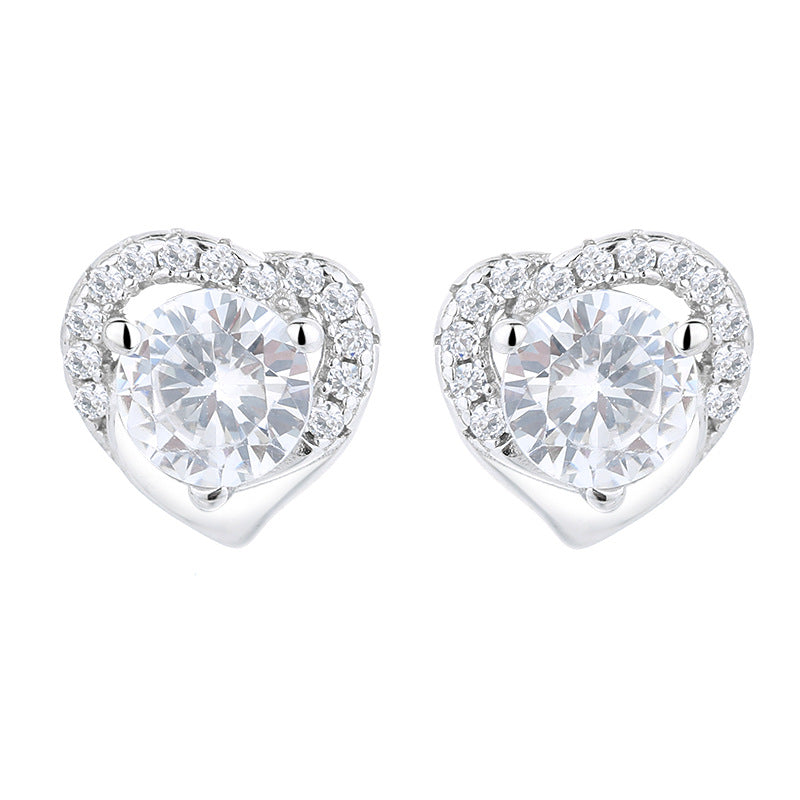 Women's earrings in heart-shaped design with sparkling zirconia Calm Wears-https://detail.1688.com/offer/613050679525.html-Calm Wears-White-925-Calm Wears