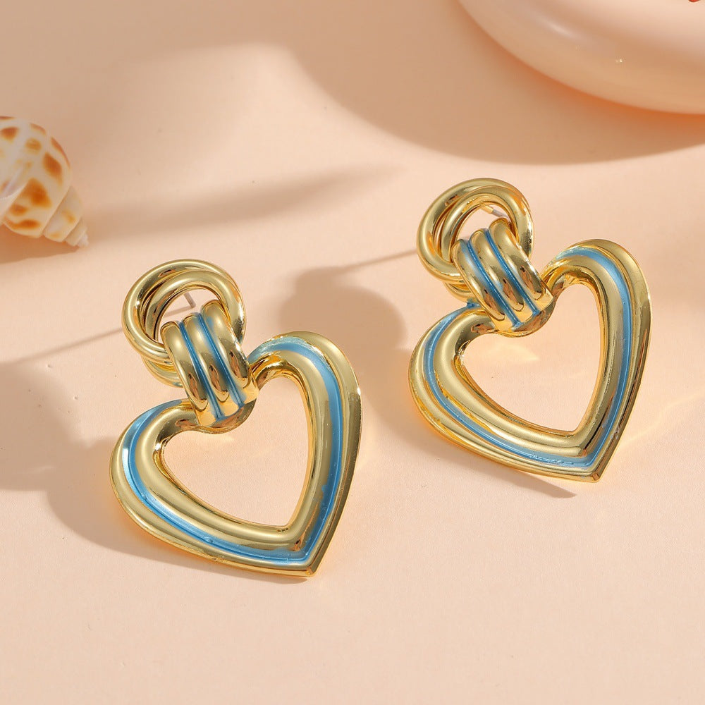 Women’s earrings in modern heart design Calm Wears-https://detail.1688.com/offer/968764189226.html-Calm Wears-Gold-Calm Wears