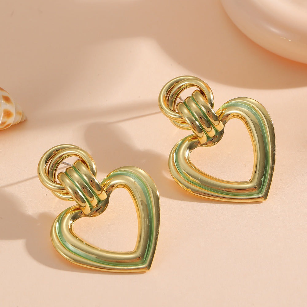 Women’s earrings in modern heart design Calm Wears-https://detail.1688.com/offer/968764189226.html-Calm Wears-Gold-Calm Wears