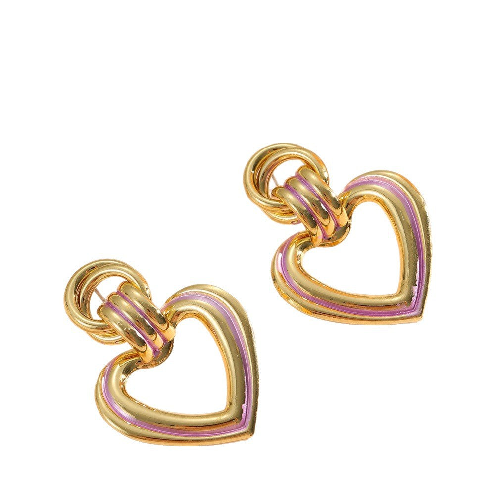 Women’s earrings in modern heart design Calm Wears-https://detail.1688.com/offer/968764189226.html-Calm Wears-Gold-Calm Wears