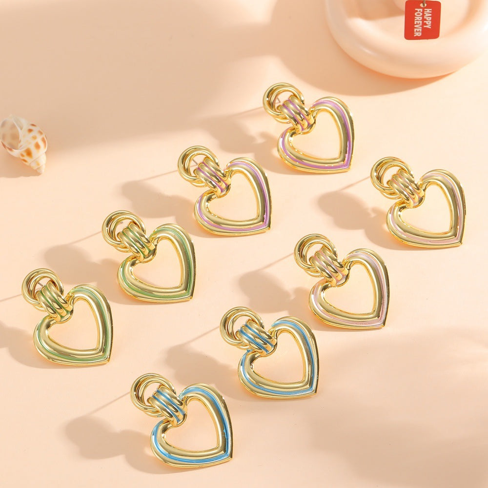 Women’s earrings in modern heart design Calm Wears-https://detail.1688.com/offer/968764189226.html-Calm Wears-Gold-Calm Wears