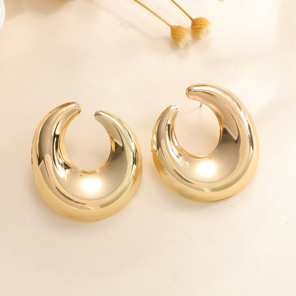 Women's earrings with elegant curved design Calm Wears-https://detail.1688.com/offer/992722443134.html-Calm Wears-Gold-Calm Wears