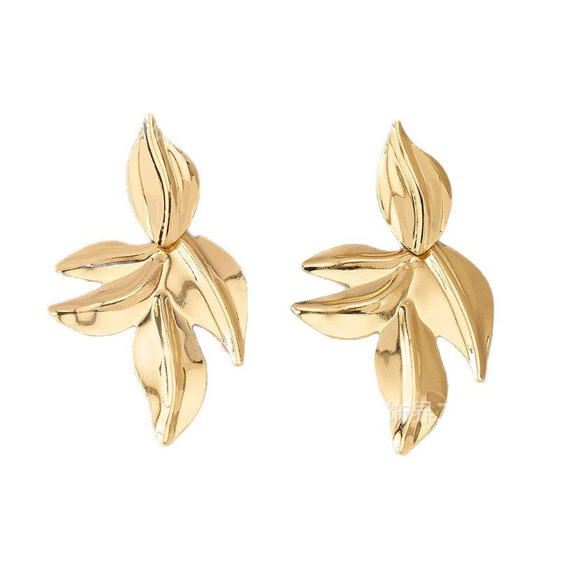 Women’s earrings with elegant leaf design Calm Wears-https://detail.1688.com/offer/1028177813222.html-Calm Wears-Gold yellow-Calm Wears