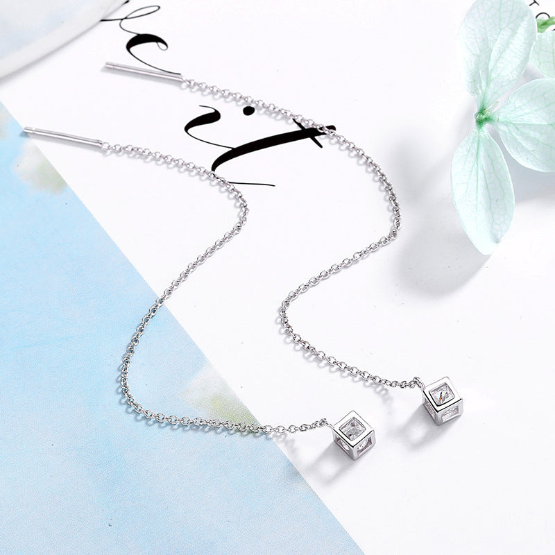 Women's earrings with elegant square pendant and shimmering zirconia Calm Wears-https://detail.1688.com/offer/613053975372.html-Calm Wears-White-925-Calm Wears