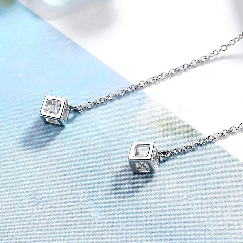 Women's earrings with elegant square pendant and shimmering zirconia Calm Wears-https://detail.1688.com/offer/613053975372.html-Calm Wears-White-925-Calm Wears
