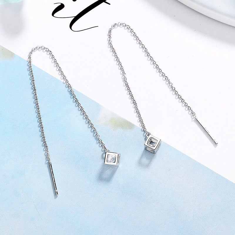 Women's earrings with elegant square pendant and shimmering zirconia Calm Wears-https://detail.1688.com/offer/613053975372.html-Calm Wears-White-925-Calm Wears