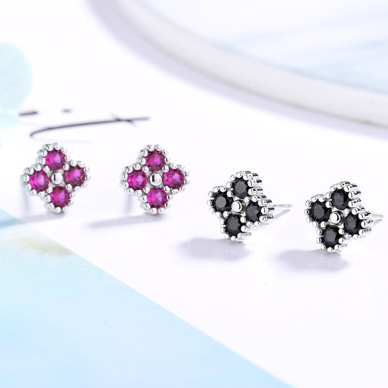 Women's earrings with multilayer floral design and sparkling zirconia Calm Wears-https://detail.1688.com/offer/612809754033.html-Calm Wears-Black-925-Calm Wears