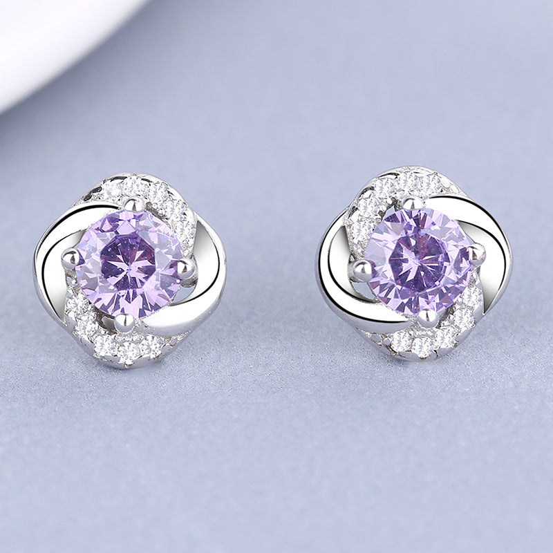 Women's earrings with sparkling cubic zirconia and elegant cable design Calm Wears-https://detail.1688.com/offer/612292244679.html-Calm Wears-Lilac-925-Calm Wears