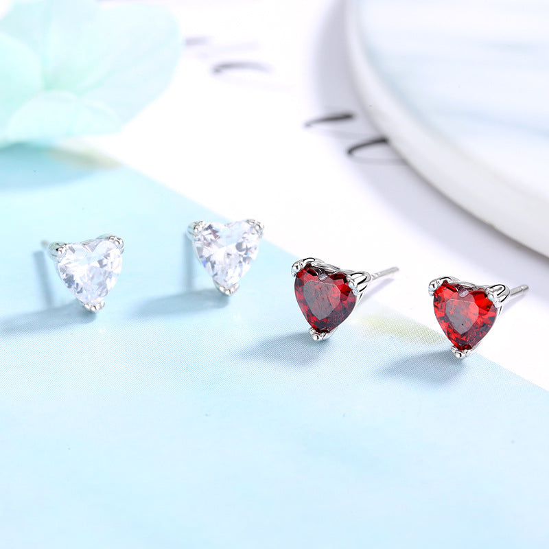 Women's earrings with sparkling heart accents made of high-quality stainless steel Calm Wears-https://detail.1688.com/offer/612811026788.html-Calm Wears-White-925-Calm Wears