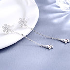 Women’s earrings with sparkling snowflake pendant and chain embellishment Calm Wears-https://detail.1688.com/offer/612456433870.html-Calm Wears-White-925-Calm Wears