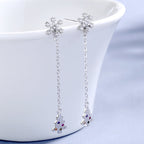 Women’s earrings with sparkling snowflake pendant and chain embellishment Calm Wears-https://detail.1688.com/offer/612456433870.html-Calm Wears-White-925-Calm Wears