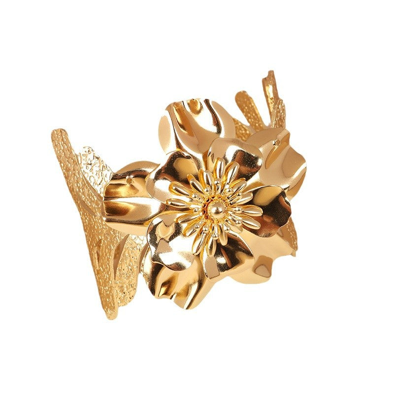 Women's elegant bracelet with artistic floral design Calm Wears-https://detail.1688.com/offer/844877378300.html-Calm Wears-Gold-Calm Wears