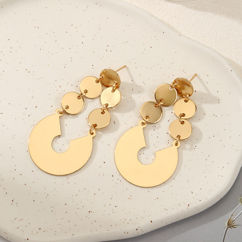 Women's elegant earrings with rustic, folded design Calm Wears-https://detail.1688.com/offer/726816325706.html-Calm Wears-Gold-Calm Wears